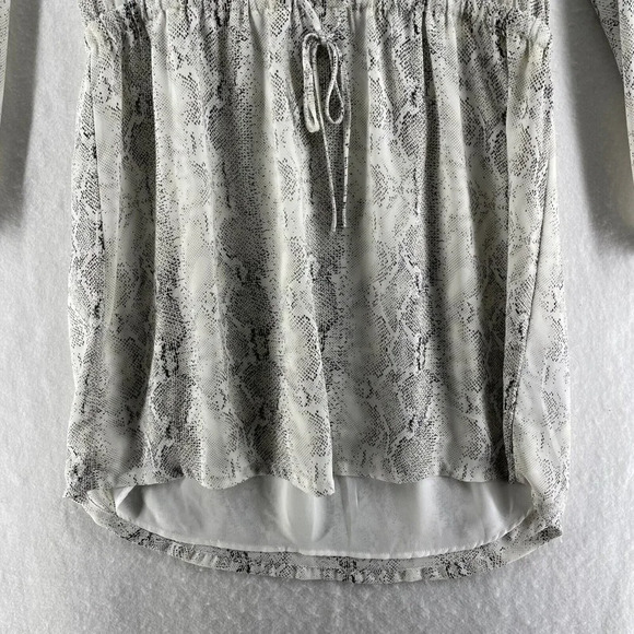 Hilary Radley Dress Womens Sz M White Snakeskin Print Button-Up Drawstring Waist - Picture 7 of 10